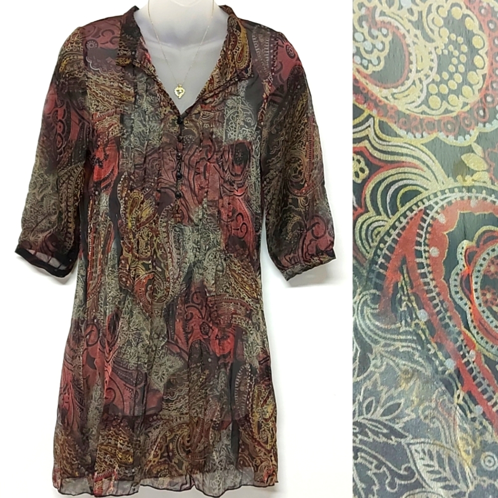3 for $25- Lilibleu Tunic Sheer BohoTop, Size XS